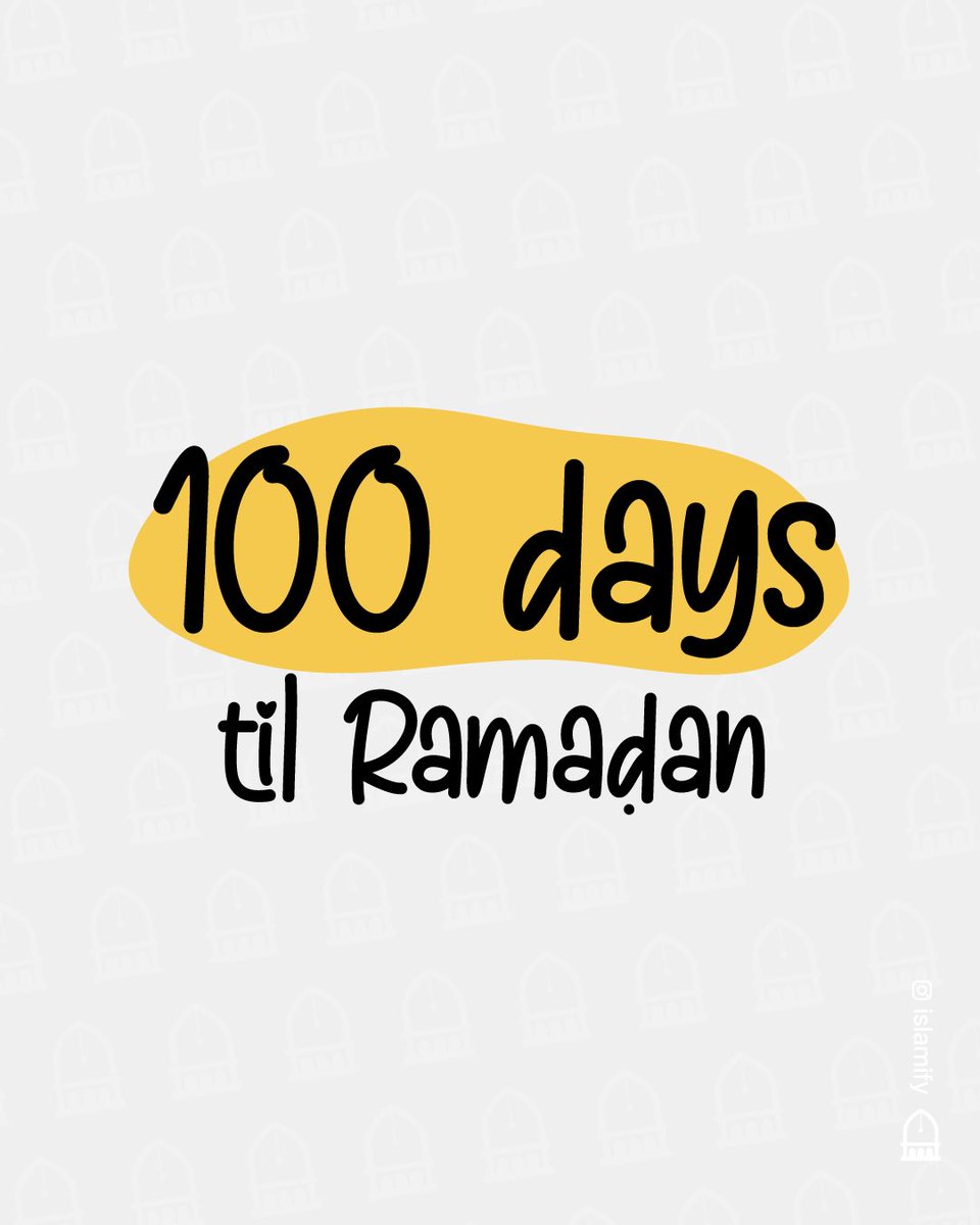 Alhamdhulillaah's tweet photo. We are approximately 100 days til Ramaḍān.

May Allāh grant us good health and the ability to gain the best of rewards during this blessed month! https://t.co/xqx0iohZHF