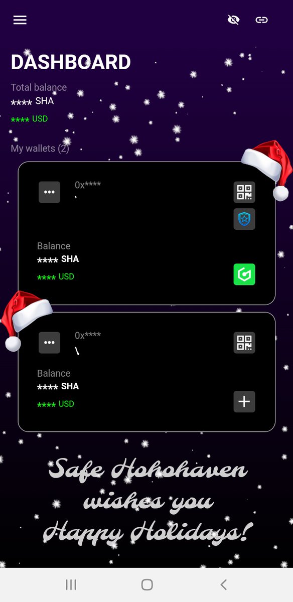 vicdelarge's tweet image. I just noticed this cool Christmas theme on #SafeNode app, you are the best @SafeHavenio Happy Holidays #SHAman 🎄🎅💜🧙‍♂️ $SHA
