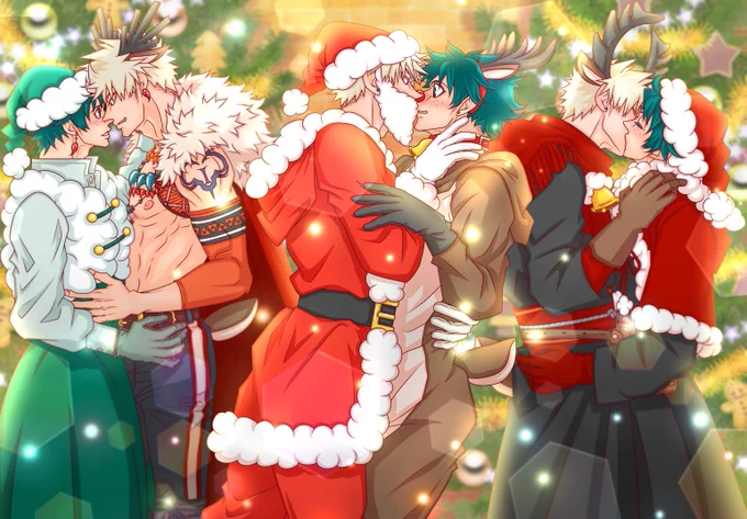 [Merry Christmas with each Bakugo family in 3 worlds!]

1.💥🥦🐓🦜🐥🐥🐣
2.💥🥦🐓🦜
3.💥🥦🐓🦜🐺🦌

The 17 souls of the 3 groups depicted here are companions who have learned family love in their respective worlds. 