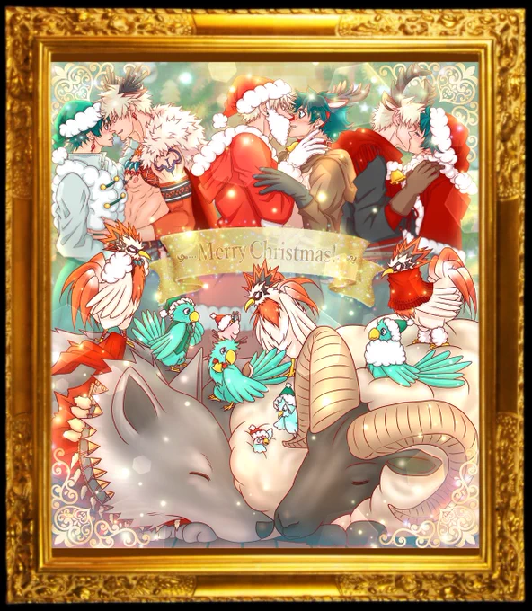 [Merry Christmas with each Bakugo family in 3 worlds!]

1.💥🥦🐓🦜🐥🐥🐣
2.💥🥦🐓🦜
3.💥🥦🐓🦜🐺🦌

The 17 souls of the 3 groups depicted here are companions who have learned family love in their respective worlds. 