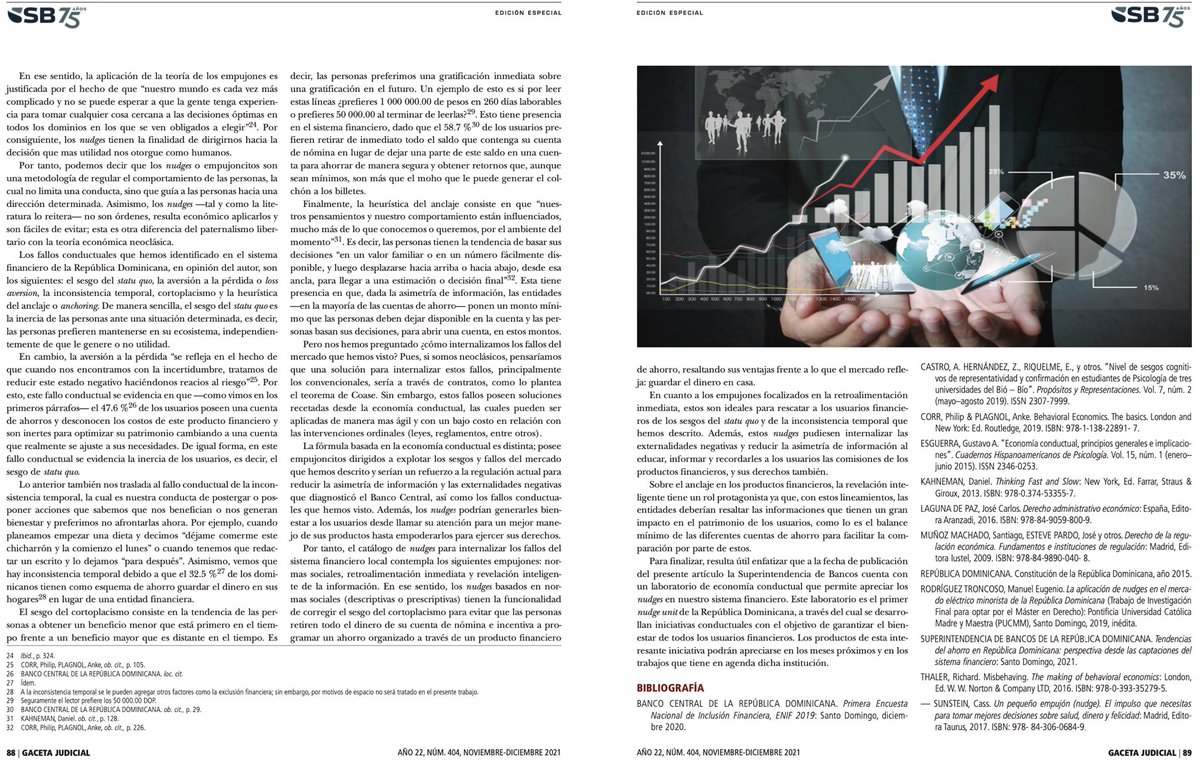 manuelrguezt's tweet photo. “Nudges al rescate de los usuarios financieros”. BE enfocado en la banca local en esta edición especial de @GacetaJudicial. Un honor aportar a la discusión y mis parabienes a los compañeros de la @SuperdeBancosRD que participaron en esta oportunidad. Espero sus comentarios. https://t.co/aLcRAft9N6