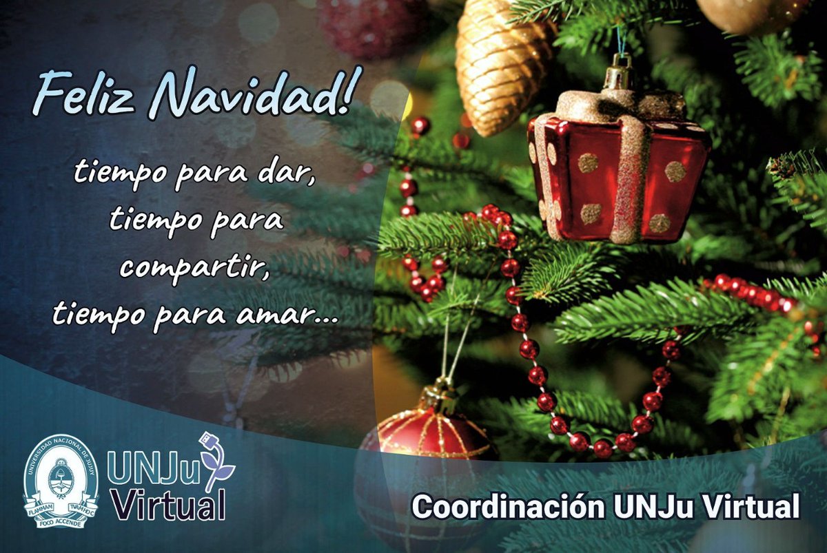 unjuvirtual's tweet photo. 🎉La Coordinación #UNJuVirtual saluda a la comunidad de la @unjuonline y les desea una Navidad en familia, paz y amor.  
@fceunju @fhycsunju @fca_unju #FI @escuelademinas https://t.co/kj5FZaOLds