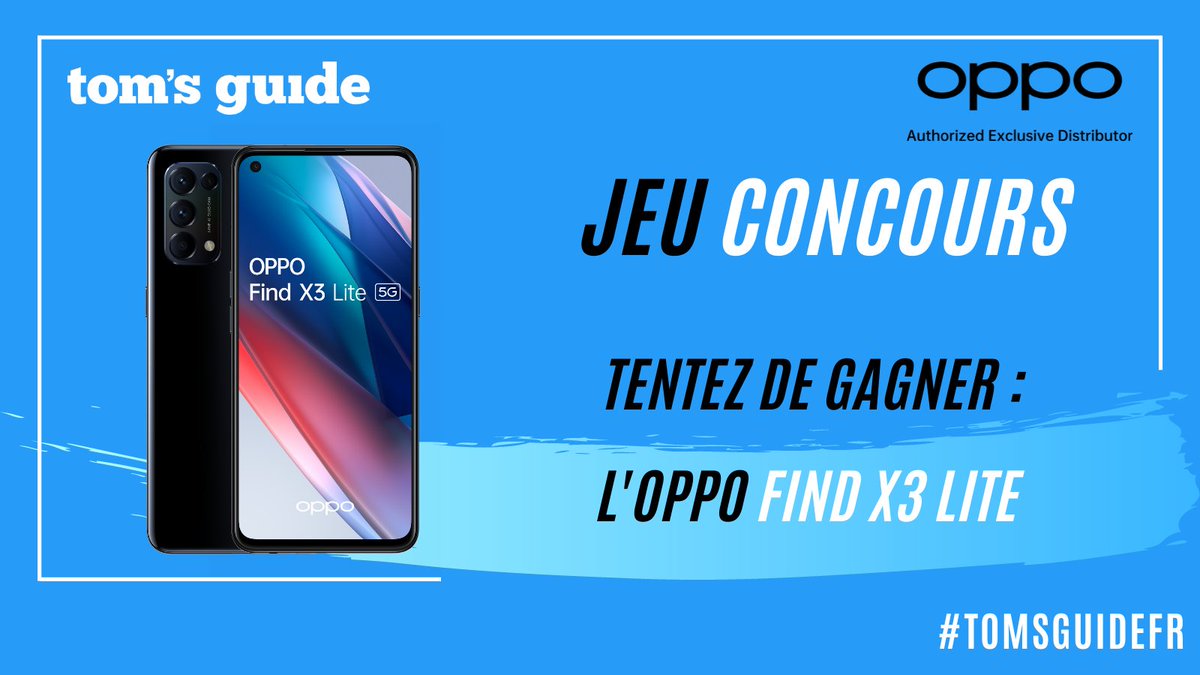 TomsGuideFR's tweet photo. #Concours : tentez de gagner l’OPPO Find X3 Lite !  
 
Pour participer : 
☑RT
☑ Follow @TomsGuideFR &amp; @OPPOFrance

Du 14/01/22 au 21/01/22 12h. 
Le gagnant sera tiré au sort et contacté en MP.
 
Bonne chance à tous ! 🍀 https://t.co/QaPPsuc1F9