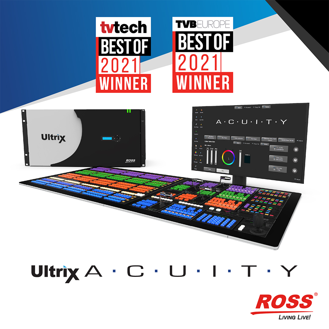 ross_video's tweet photo. A great way to end the year! π
Our Hyperconverged production platform adds to its tally of industry honors after winning IBC Best of 2021 awards from TV Technology and TVB Europe! π
Find out more about #UltrixAcuity!
π https://t.co/zVtMQuMJP8
#LivingLive #RossVideo https://t.co/EbEJgqZaZl