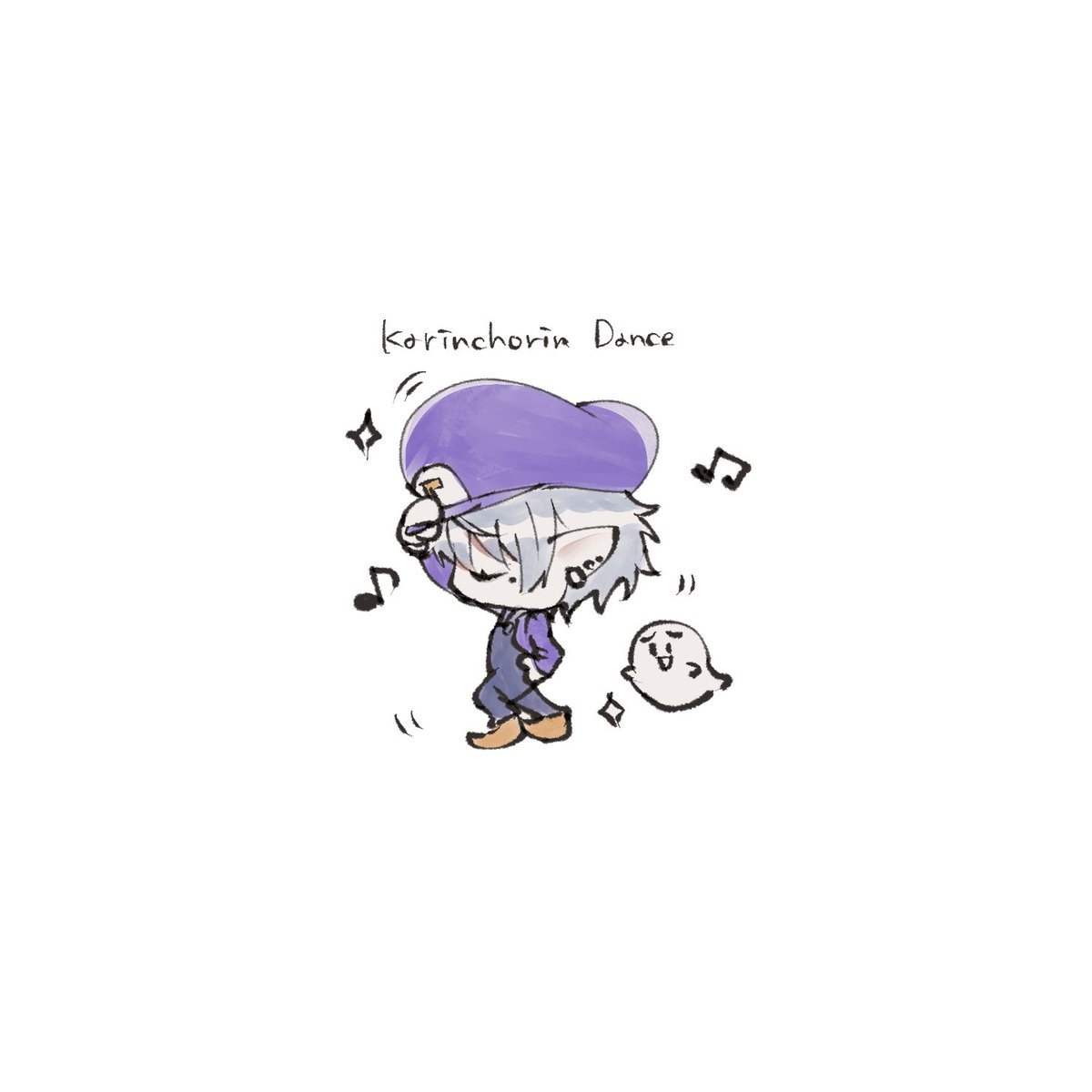 1boy male focus pointy ears purple headwear chibi hat musical note  illustration images