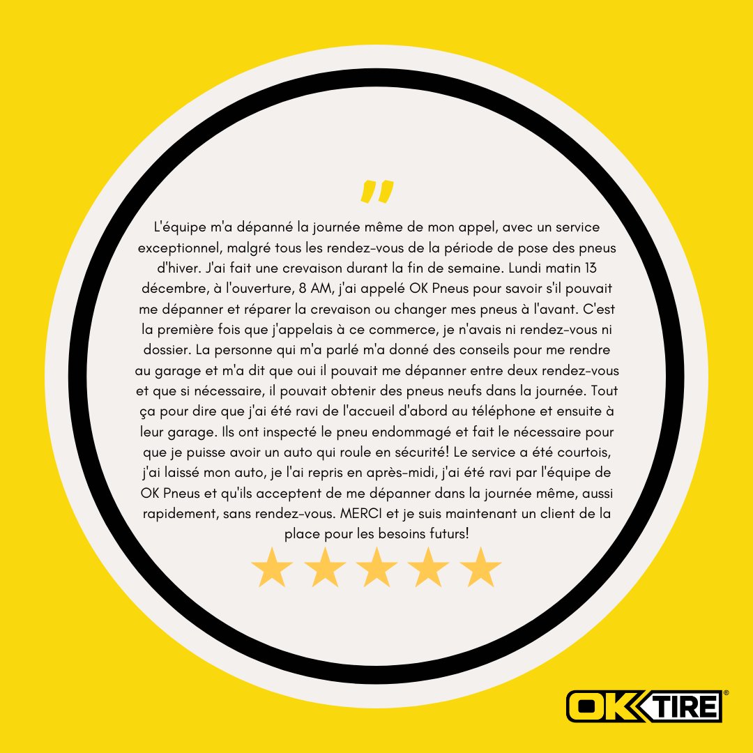 okpneus's tweet photo. C’est merveilleux de l’apprendre quand nos détaillants vont au-delà du devoir. Le service à la clientèle et le travail de qualité sont très importants pour nous. Nous apprécions toujours vos critiques et vos commentaires! https://t.co/txXZsOQ9lV