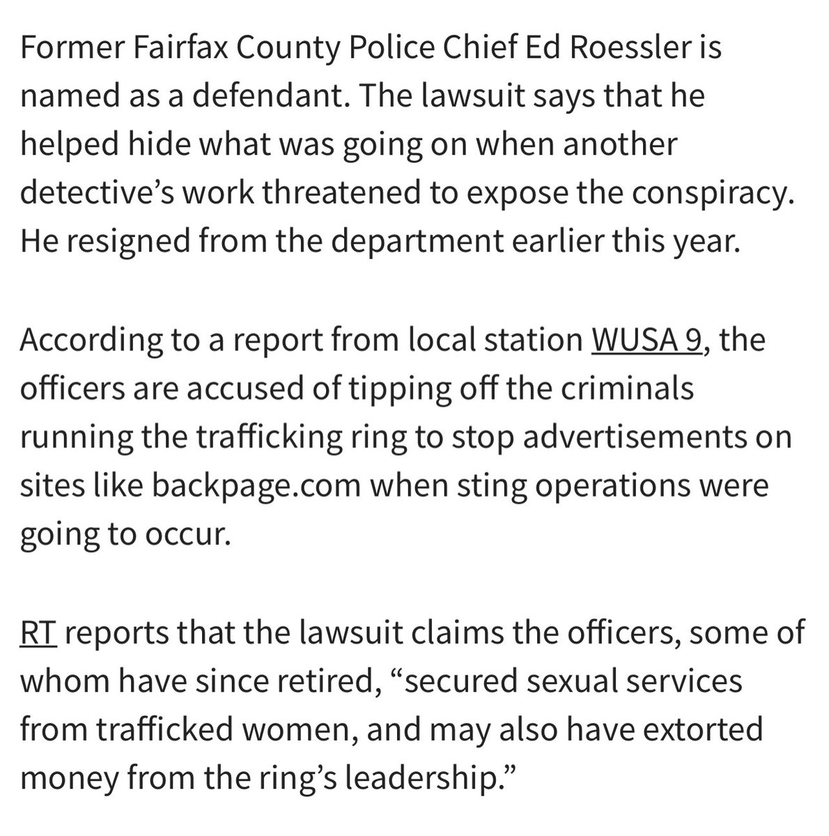 LailaMickelwait's tweet photo. Virginia police officers are accused of aiding a sex trafficking ring in exchange for allowing them free access to abuse victims…APPALLING. https://t.co/1rLEoksfTt