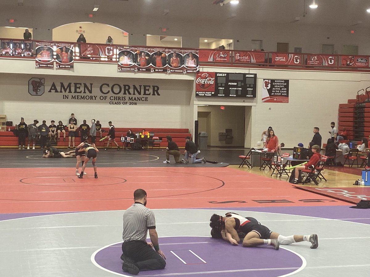 GHS_GAPrincipal's tweet photo. Big win for @Wrestling_GHS1 over Lumpkin 63-12. Good way to get in the Holiday mood! @goredelephants #RedRumble #RedKingdom https://t.co/Njm7cTcKZP