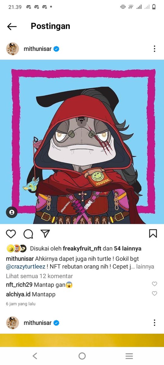 Thankyou and big appreciation for supporting us crazyturtlez for Mithunisar/ <a href="/GondresNisar/">Mithu Nisar</a> (Indonesian Celebrity Artist) 

Crazyturltez Collection 
Available on opensea : opensea.io/collection/war…

#nftcollector #NFTGiveaway  #NFTcollection #NFTs #NFT #opensea #polygon