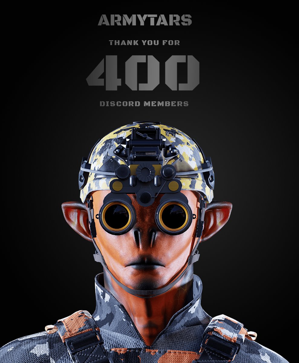 Thank you everyone for the 400+ members in our community Discord. 

We're the toughest NFT project on the planet 🦾

#nft #armytars #hellweek #NFT #nftart
