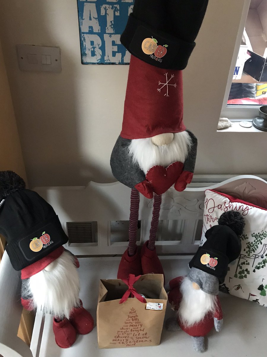 VegCarter's tweet photo. @hallsofllandaff The Gonkis were such a help this year with the Christmas orders we allowed them to wear the limited edition Carter Fruit and Veg bobble hats!! https://t.co/Vvydc1dDyj