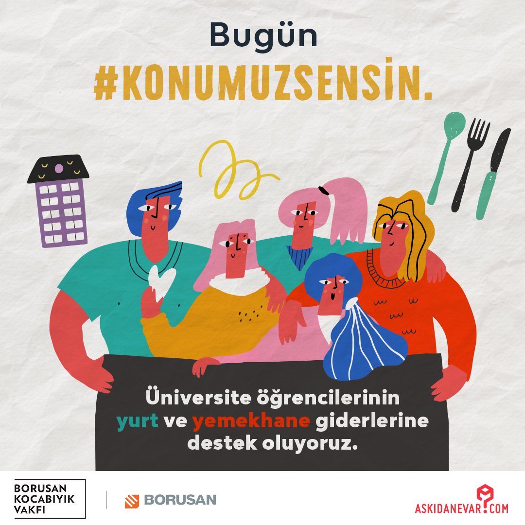 Türkiye’deki üniversite öğrencilerin yaşadığı beslenme ve konaklama sorunlarının farkındayız.

Borusan Kocabıyık Vakfı ve Borusan Grup şirketlerinin desteğiyle, 1.000 üniversite öğrencisinin bir aylık yurt-yemekhane giderlerini üstlendiğimiz yeni bir kampanya başlatıyoruz.