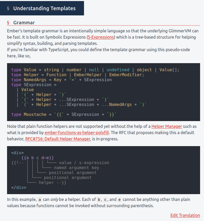 nullvoxpopuli's tweet photo. If you or someone you know is learning or doesn't quite get #EmberJS templates, I made these docs ✨just for you ✨❤️

https://t.co/tJI91yM9Rw

#JavaScript #WebDev #WebDevelopment https://t.co/zo3lLQoSRu