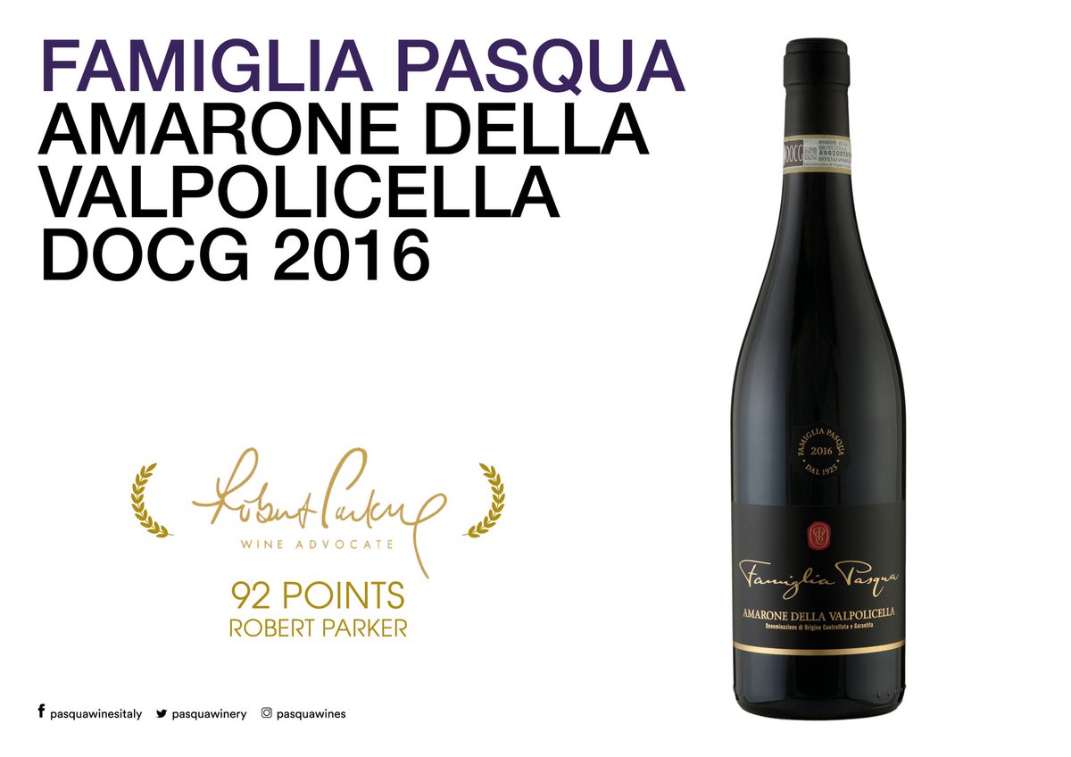 PasquaWinery's tweet photo. #HeyFrench Multivintage edizione 1 92 punti, Famiglia Pasqua #Amarone 2016 92 punti, #Picaie Rosso Veneto 2013 90 punti. #PasquaWines https://t.co/qKthk6sgRB