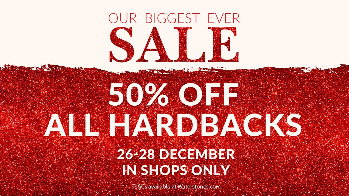 Day 2 of our biggest offer ever, 50% off ALL hardbacks! This is a shop only offer, so pop in to your local Waterstones to see what it has on offer. Ts&amp;Cs here: bit.ly/3Je0UUA