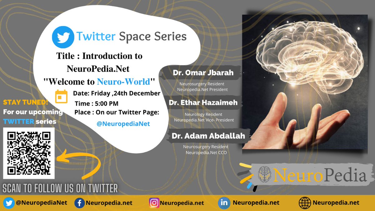 NeuropediaNet's tweet photo. First Twitter Space session! 
Place: https://t.co/uXeG2TLA21 - Twitter page 
Date : 24 December 2021
Time : 5:00 PM
--------------------------------
شاركونا يوم الجمعة بتاريخ  ٢٦/١٢/٢٠٢١
الساعه ٥ مساءً للحديث عن نيوروبيديا، أهدافها، الرؤيه الحاليه و المستقبليه https://t.co/V8c7ZOgd51