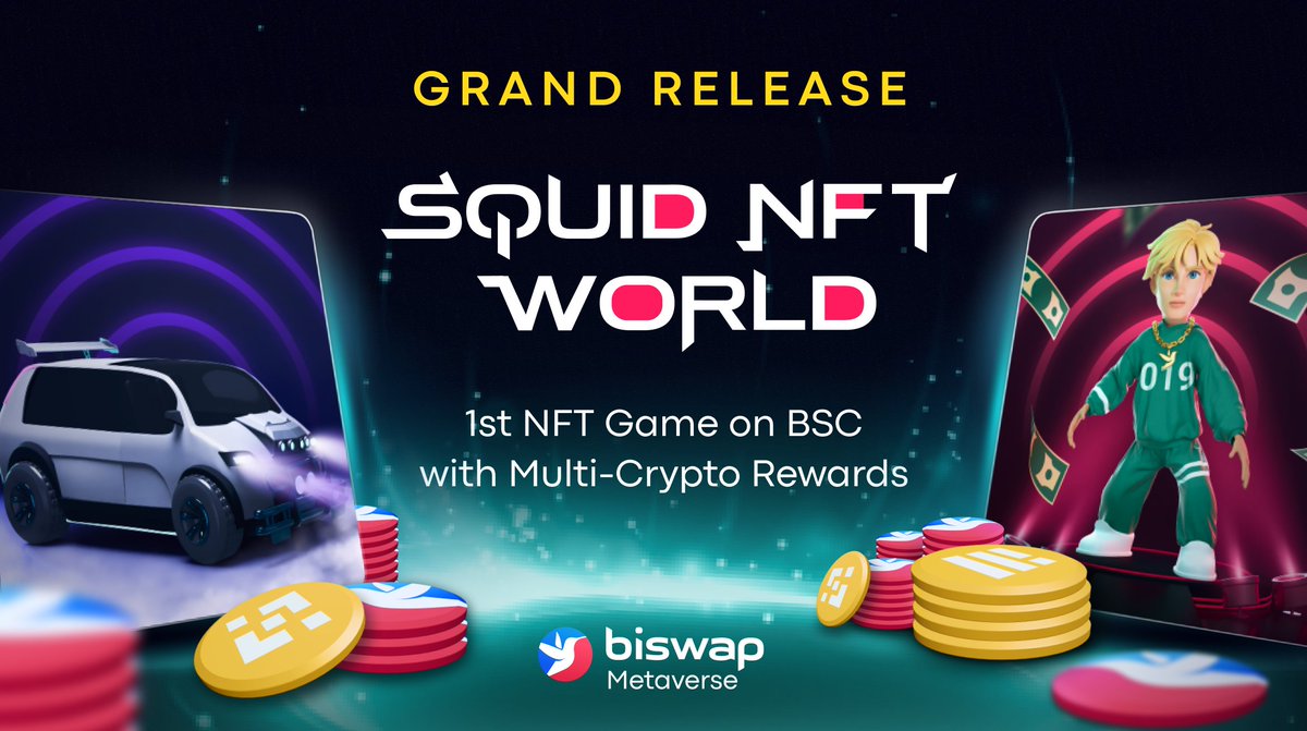 👑Grand Launch of Squid NFT World!👑

Meet <a href="/Biswap_Dex/">Biswap</a> GameFi!

👉squid-nft.io 

🔥Multi-Crypto Rewards: $BSW &amp; $BNB
🔥Biswap Metaverse Expansion
🔥Profitable Games
🔥3% Referral System

📑More:
bit.ly/3H2qRUU

<a href="/BinanceLabs/">Yzi Labs</a> <a href="/BinanceChain/">Binance Chain</a>
Join Squid NFT World!
