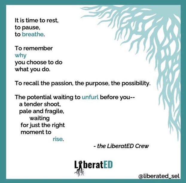 PLCollaborative's tweet photo. 💎A call to Rest &amp; Reflect in an original poem from @LiberatED_SEL @NYCSchools @UFT #plcnyc https://t.co/Ijfn8UiSMe