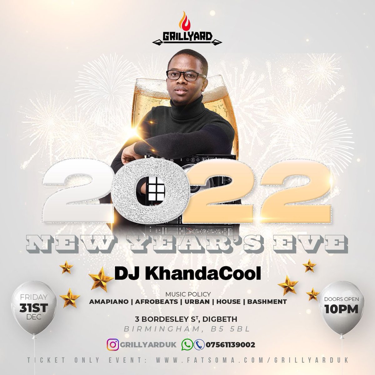 brian_ovo's tweet photo. In Case Boris doesnโt lock us up. We celebrating the New Year in Birmingham with @grillyarduk get your tickets ๐ซ now.
Also GrillYard will give full refunds if Boris locks us up so itโs a win-win. #NYE #khandaCool
https://t.co/6Wi0cdrKVf https://t.co/uewJGSzGV5