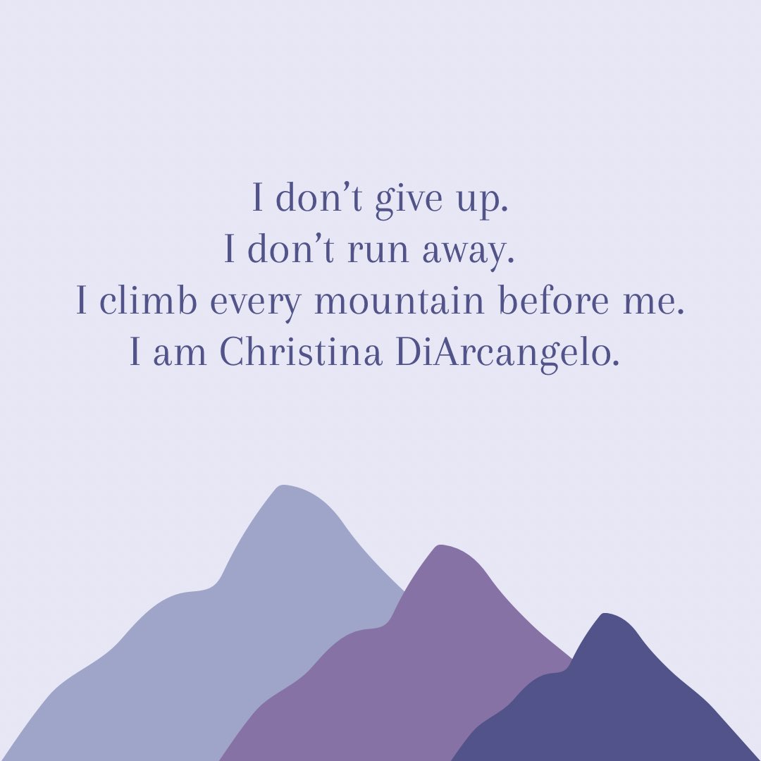 I don’t give up.
I don’t run away.  
I climb every mountain before me.
I am Christina DiArcangelo. 

#womensupportingwomen #womeninbiz  #womenfounders #speakingengagements #medicalcannabis #cbd #clinicalresearch #womensupportingwomen #creativeentrepreneur #businesswoman