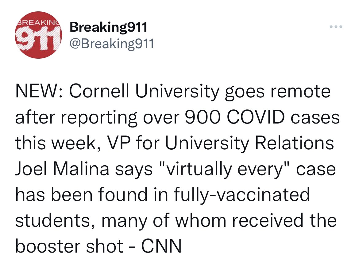 ToddEdward13's tweet photo. @arne_derp @TheRealPThomas @SatNamandRebel @Kukicat7 Vaccinated people are spreading Corona, so how is there a difference between the vaccinated and the unvaccinated? Cornell was 100% vaccinated. https://t.co/E0y8xHPNFq