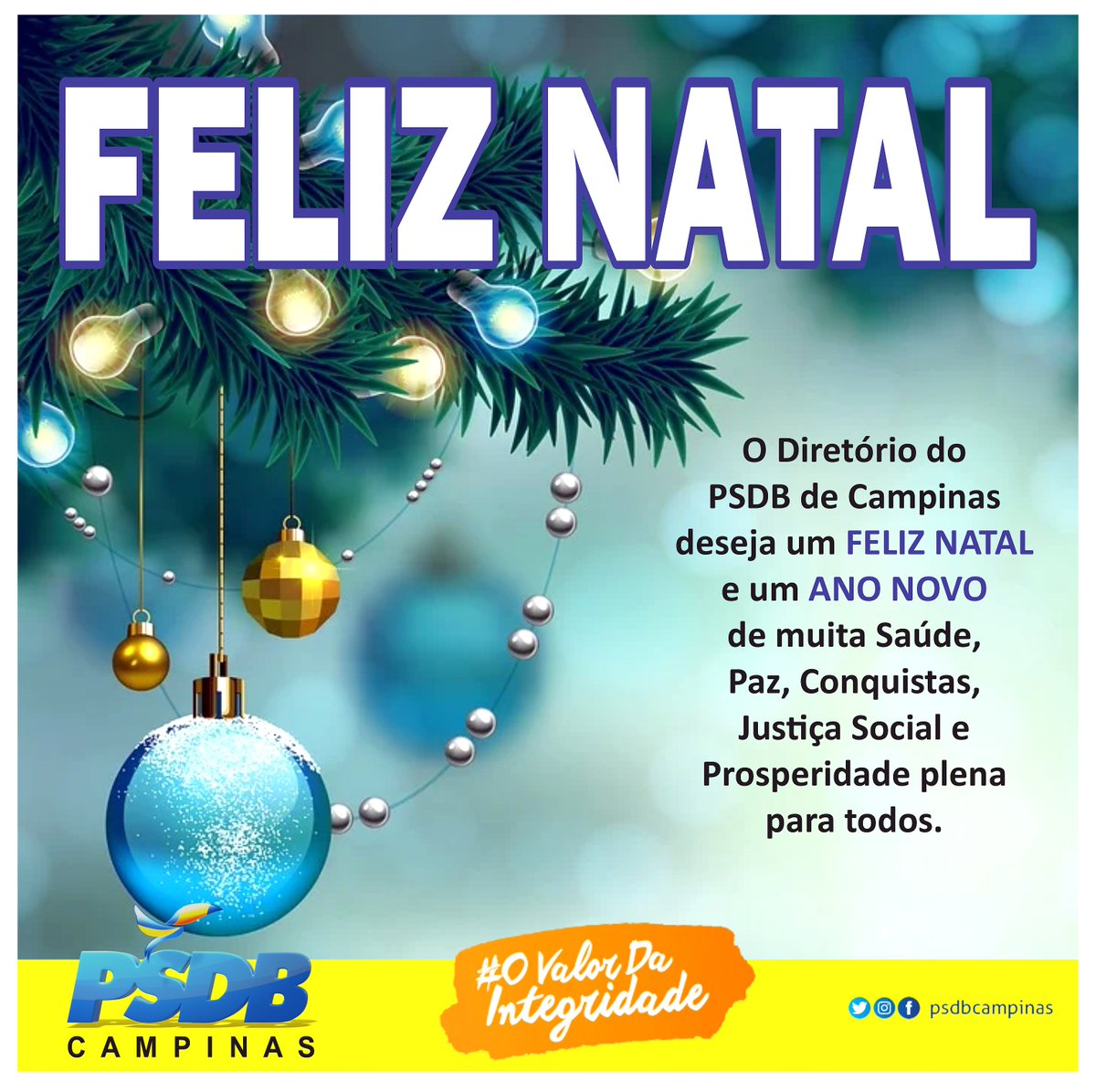 PSDBCampinas's tweet photo. O Diretório do PSDB de Campinas deseja um FELIZ NATAL e um ANO NOVO de muita Saúde, Paz e Conquistas para todos! 🙏🌲🌲🙏 https://t.co/VLkNAvhPwn