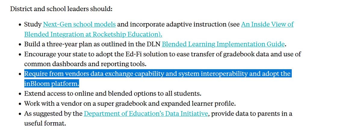 leoniehaimson's tweet photo. VA parent alerts: Here are 2013 recommendations co-authored by Aimee Guidera - your new #EdSec -- for districts to increase online learning &amp; student data collection &amp; disclosure, including adopting  Gates-funded now-defunct #inBloom cc @lauranbowman @cherkies @Parents4Privacy https://t.co/wXnuwS0tgI