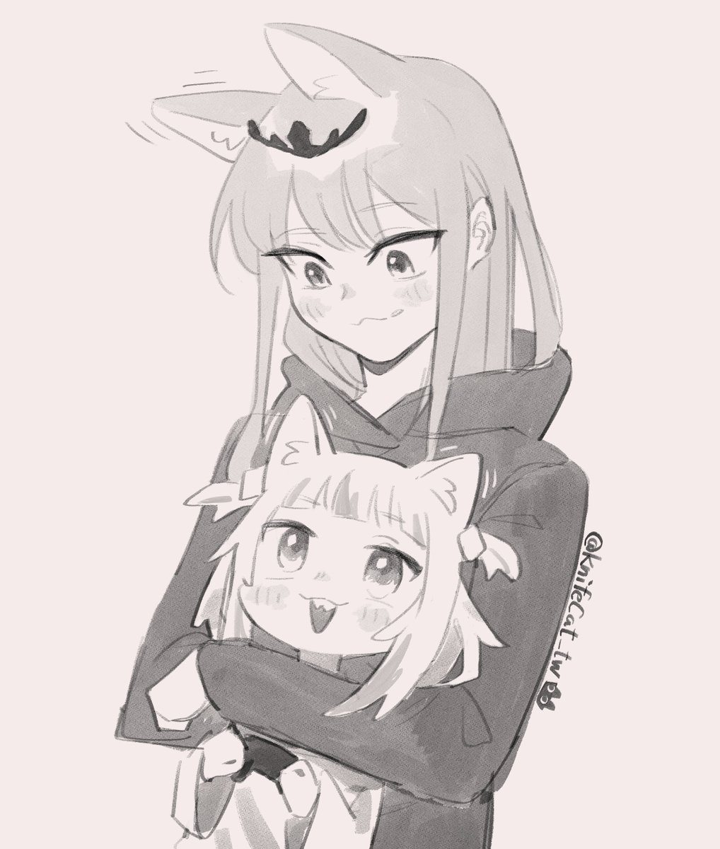 がうるぐら ,森美声 「today's cat💀🦈
#callillust #gawrt 」|刀子猫🔪🐈‍⬛のイラスト