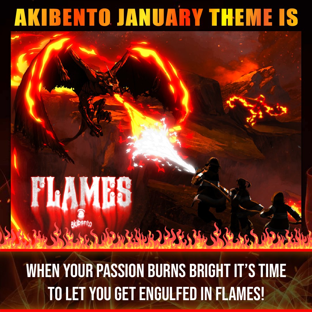 akibento's tweet photo. #Akibentos January theme is #FLAMES! Lighting up the sky with bright flashes of fire! Fighting demons with the burning in our souls. We’ve got everything for a heated fan to get warm this month! Featuring items from #FireForce and #MissKobayashisDragonMaid! Sign up Today! https://t.co/AbCbiJuhmV