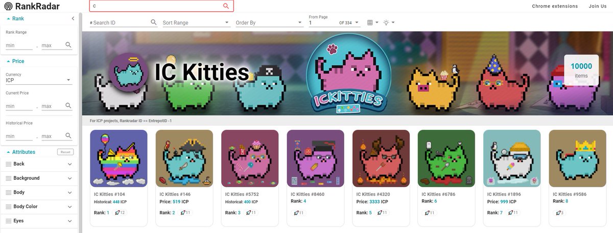 PawsArena's tweet photo. Kittizens, we're thrilled to announce that you can now check your ICKitties' rarity on @rankradar 🥳

Thank you guys! We love the interface and the rankings are spot on!🙏

Check it out: https://t.co/OwetKLoNgS

#Dfinity #ICP #ICKitties https://t.co/NpiVmKS2J5