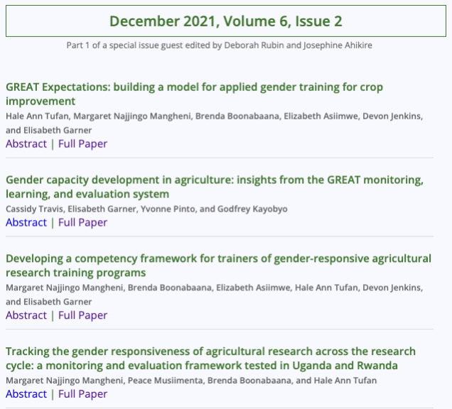 We are very pleased to announce the release of a special issue of Agri-Gender in cooperation w/ <a href="/GREATAgResearch/">GREAT Agriculture</a>, <a href="/CornellGlobal/">Cornell Global Development</a> &amp; <a href="/Makerere/">Makerere University</a>, guest edited by <a href="/DeeRubin4CP/">Deborah Rubin</a> and <a href="/Josephineahiki1/">Josephine ahikire</a> – insights for #genderinag research training now #openaccess at agrigender.net