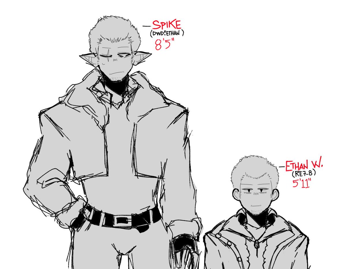 STRAYlogy19's tweet photo. I'm still amazed at the fact that the Ethan of #DealWithTheDevilAU is wayyy taller than the canon Ethan but still smaller compared to Lady Dimitrescu hdjdjdkdhjs

#ResidentEvilVillage #REAUs
#REDwD #EthanWinters https://t.co/NNcP8xhrjn
