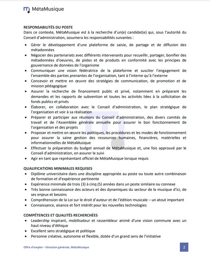 meta_musique's tweet photo. EMPLOI 
Tu es passionné de musique et tu as des compétences marquées pour la gestion des ressources financières, humaines, matérielles et technologiques ? 
@meta_musique souhaite te rencontrer. https://t.co/yzl7tIf00k