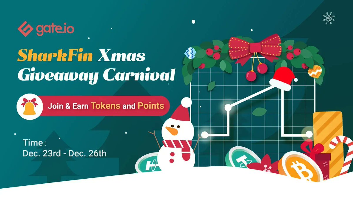 Gate's tweet photo. Join #Gateio SharkFin #Christmas #Giveaway

Earn Tokens &amp; Points Prizes!

1. Follow @gate_io
2. Retweet the Twitter
3. Join https://t.co/8kWqgEeplL HODL Telegram Group

Telegram: https://t.co/TsmCOAAJuq
Details: https://t.co/esRqsoVCFa
Purchase: https://t.co/OcPcUtUUGI

#SharkFin https://t.co/FzGL6F1FKq