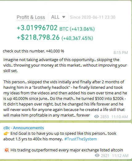 CryptoBTC_Chris's tweet photo. This person out performed almost every altcoin out there.. 400x'd his money and I taught him how to trade.  He was a cook at a golf course making $16 an hour.

Let me help you.. 

Join my trading group: https://t.co/qgUSYrpMD5 https://t.co/KqL2jKRasl