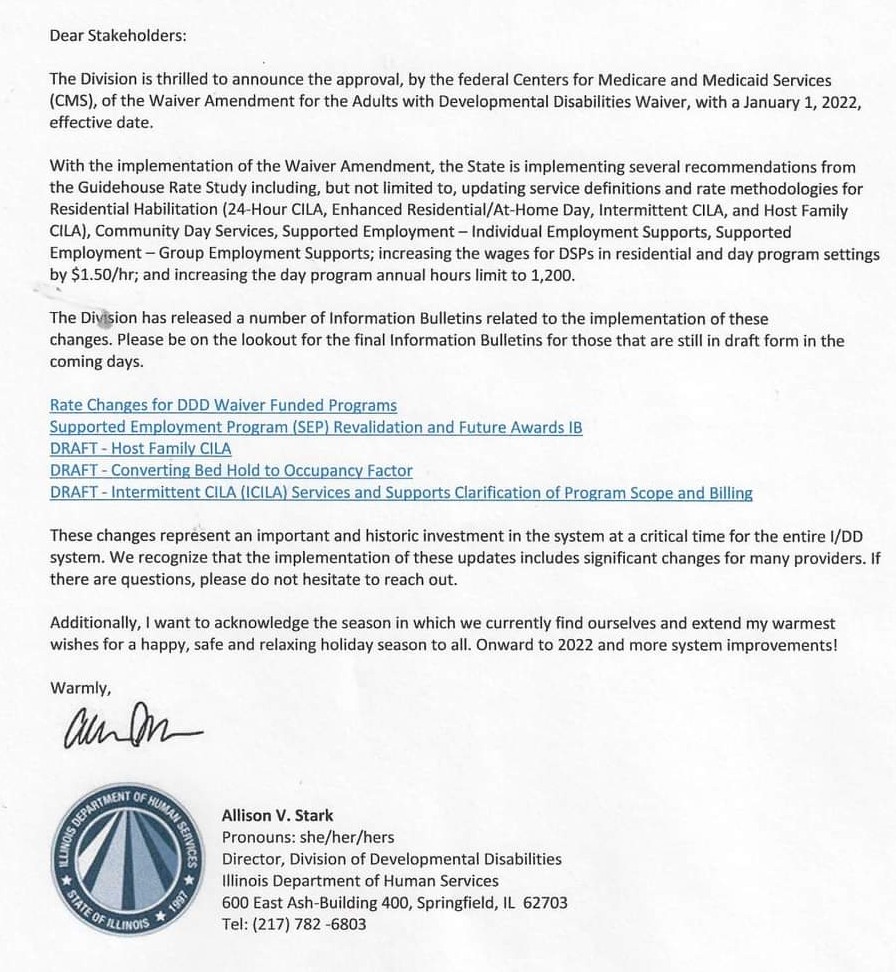 Millions of dollars coming into the DD community based system starting January 1st!