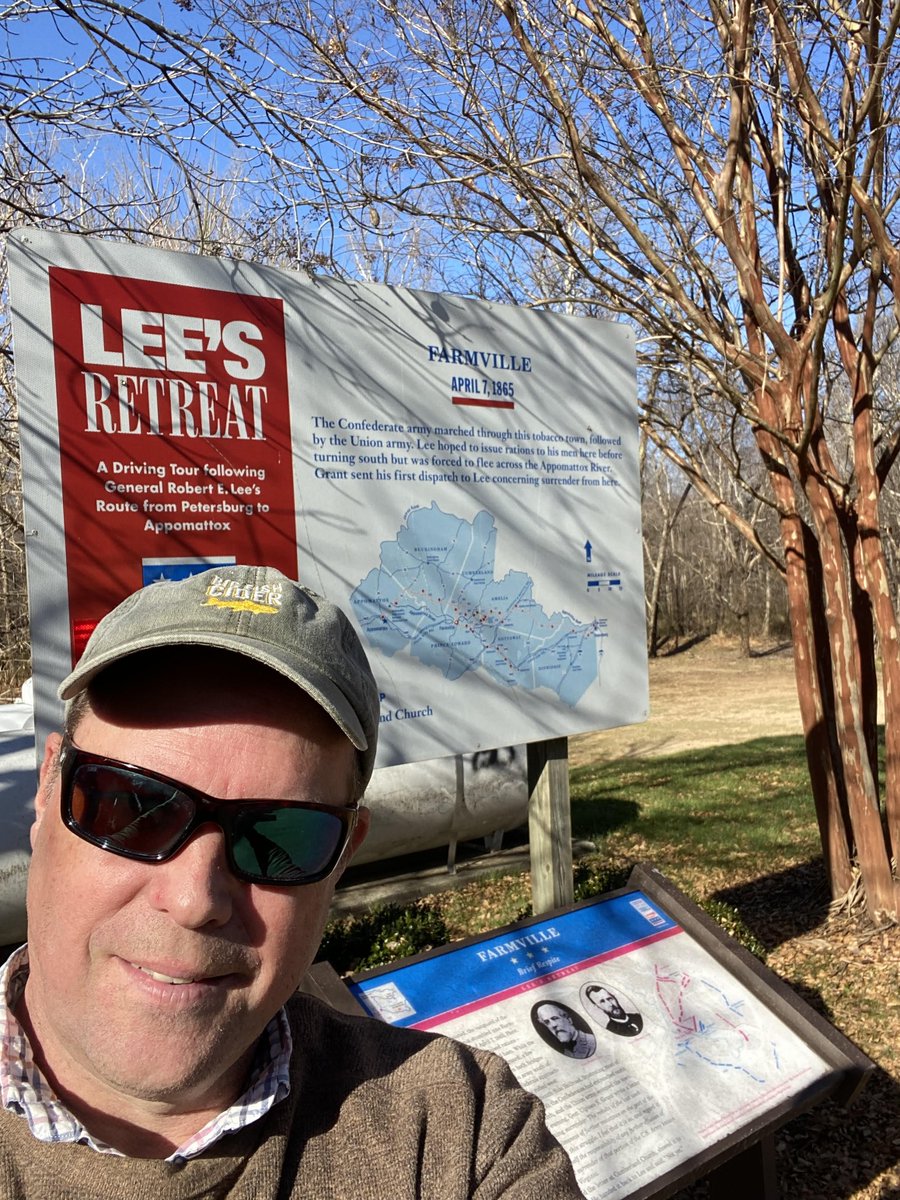 Family trip to Farmville yesterday - my spouse's hometown. 
Some shopping, lunch at Hotel Weyanoke/Effingham's - and there may have been a stop at Cumberland Church and High Bridge too. These signs someone put up were pretty helpful. 
<a href="/VisitFarmville/">VisitFarmvilleVA</a> <a href="/CivilWarTrails/">Civil War Trails</a>