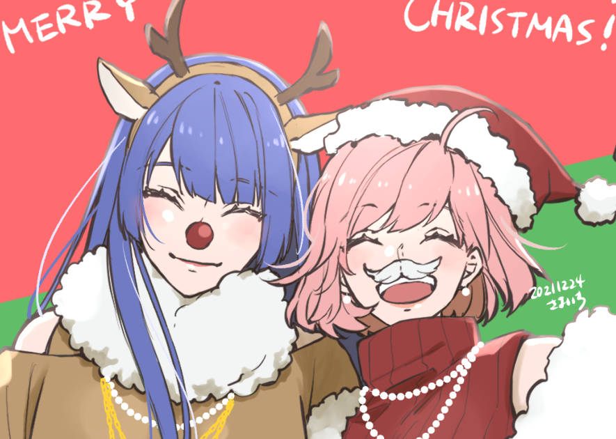 「💗💙🎄✨
#アンミナ 
#アンジェリーク 
#MerryChristmas」|紗与 イチ@『女刑事と犯人の乙女ゲー転生①』発売のイラスト