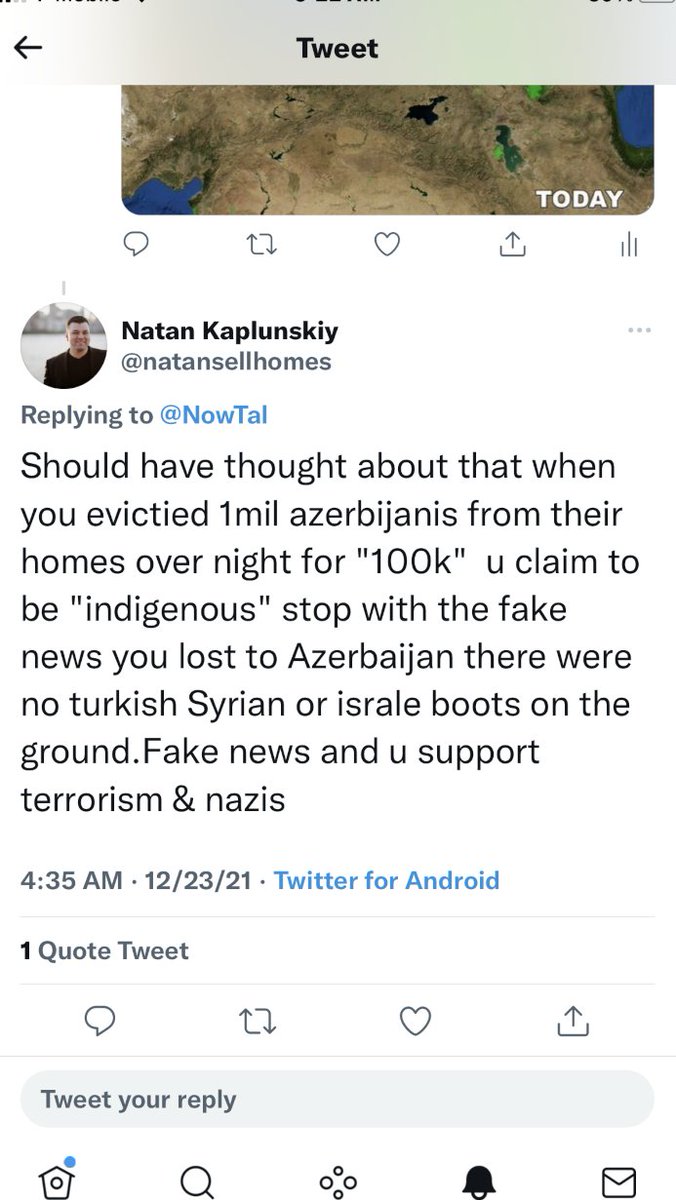 NowTal's tweet photo. It happens over & over & over again!
#Azerbaijan #Turkey strategy: spread outrageous lies; when confronted, block!
This is how they maintain their #colonialsystem on @Twitter too: by lying, silencing
@natansellhomes tweets "U can't Handel" war loss, "humiliated," hence this ⬇ https://t.co/oq5dRpekO6