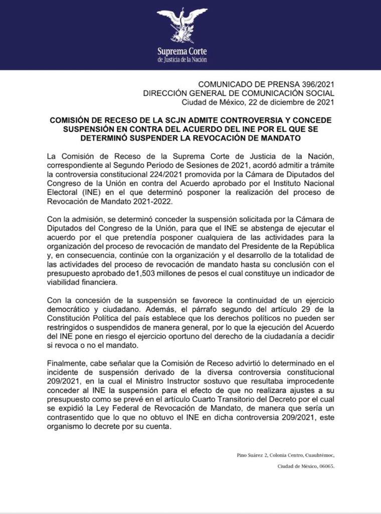 MxIdentidad's tweet photo. La @SCJN le ordena al @INEMexico llevar a cabo la #RevocacionDeMandato https://t.co/PvOFWMimzV