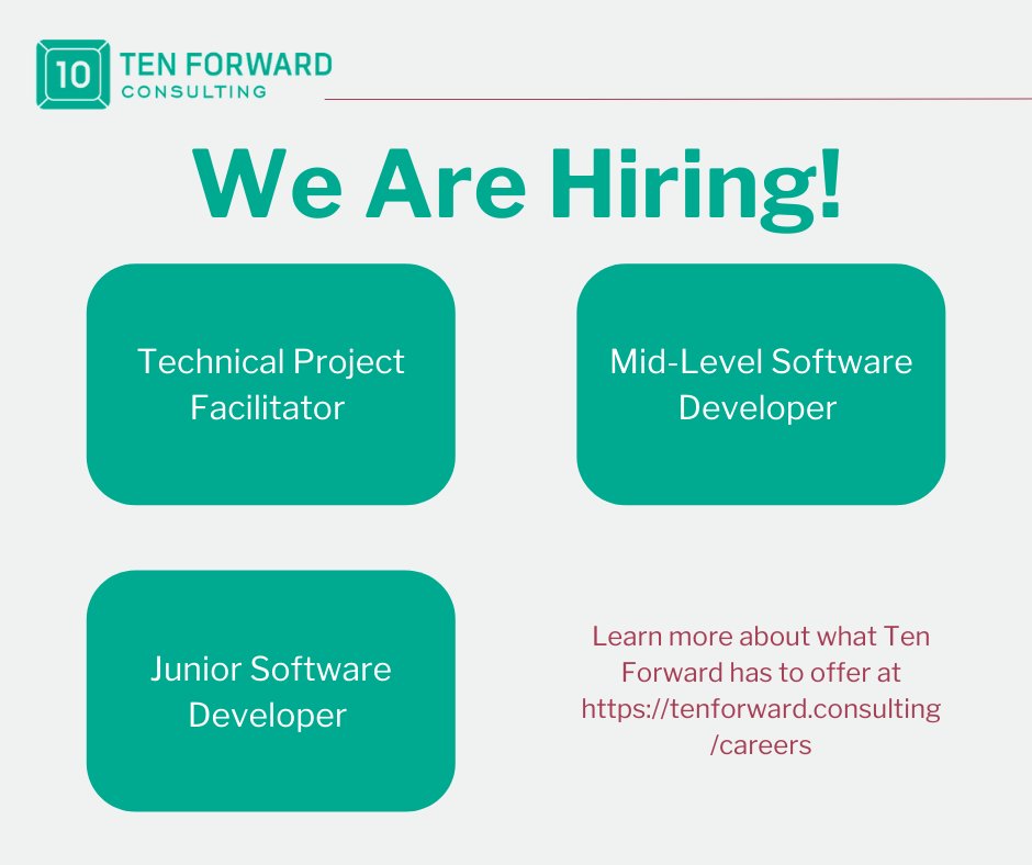 TenFwd's tweet image. Looking for your next tech company? Ten Forward is hiring!

tenforward.consulting/careers... check us out! 

#madisontech #techjobs #mobiledev #hiringnow #madisonwi
