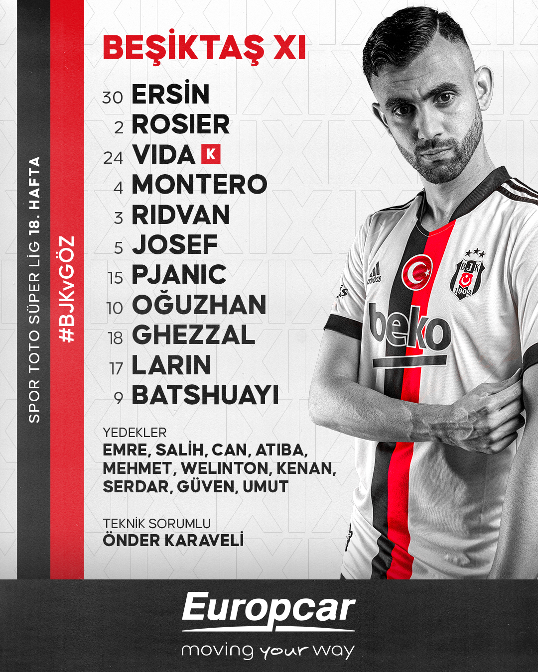 Beşiktaş JK on X: 📄 İstanbulspor maçı ilk 11'imiz. 🦅 #BJKvİST