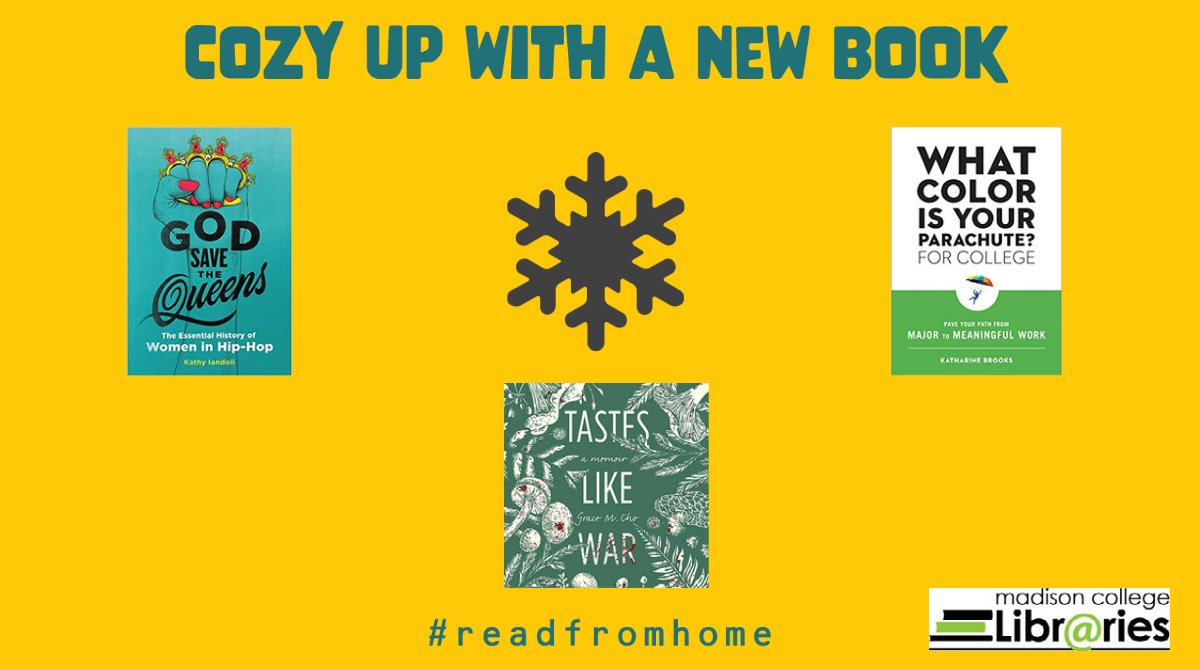 madcollegelib's tweet photo. Get cozy with a new book! Check out new titles here and ebooks on our website! https://t.co/1pm02PH0yD #readfromhome https://t.co/vj2L3RKKT0