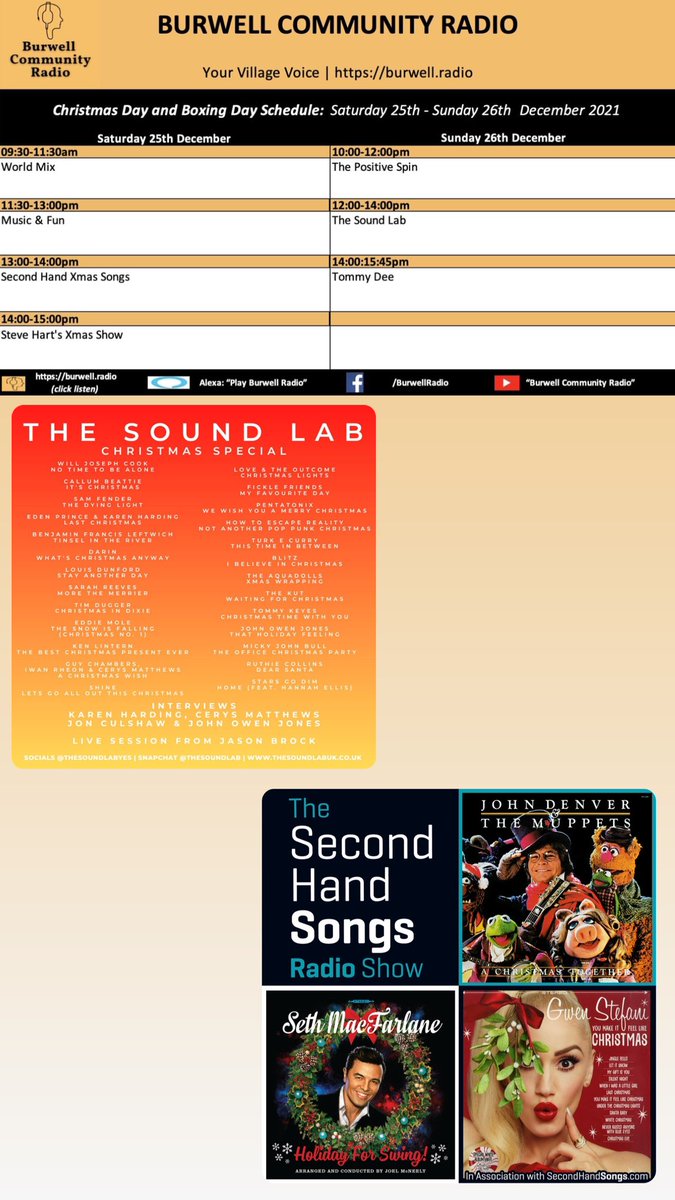 Wishing all our listeners a very merry Christmas! We have some feel good festive shows coming your way so make sure to tune in. Just click ‘listen’ burwell.radio