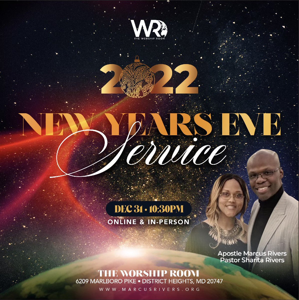 MarcusRiversENT's tweet photo. We invite you to join The Worship Room as we prepare to go into 2022 in God’s presence.
Service starts at 10:30 pm ET. You don’t want to miss it!
#TheWorshipRoom #NewYearsEve #Enter2022 #MoveOfGod https://t.co/w6n40SWlCa