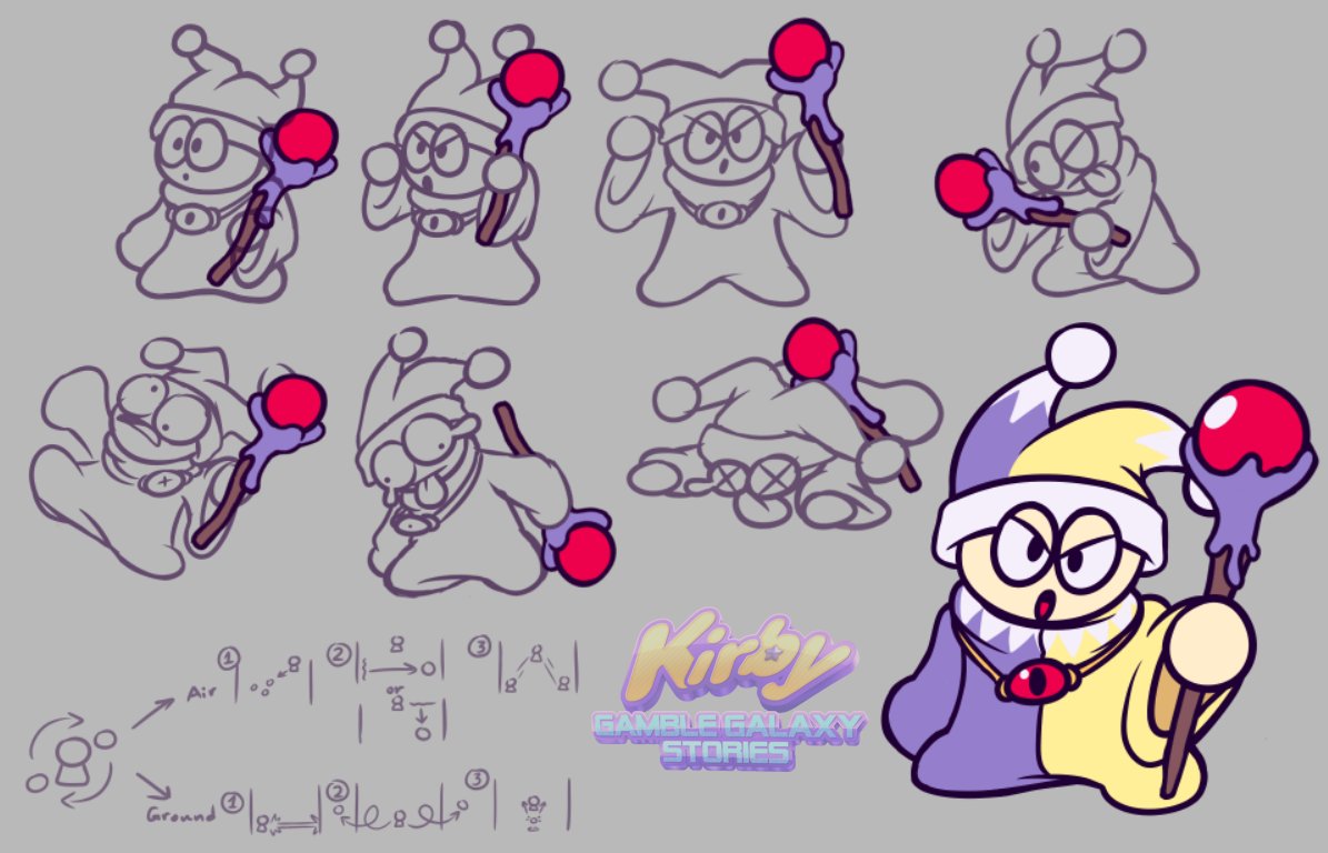 [Mystic Beam Miniboss, Wizzkid] - Kirby Gamble Galaxy Stories
Concept Art by <a href="/DeMeister64/">Dia</a>

#Kirby #Nintendo #Gamedev #カービィ #星のカービィ #GameMaker #GameMakerStudio2 #Fanart