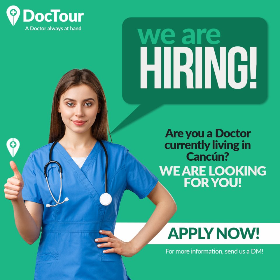 DocTourApp's tweet photo. 📢 WE ARE HIRING‼️‼️

👨‍⚕️👩‍⚕️ If you are a doctor currently living in Cancún, we have a place for you!

🟢Full shift

APPLY NOW‼️‼️ https://t.co/SiO16ao2MW