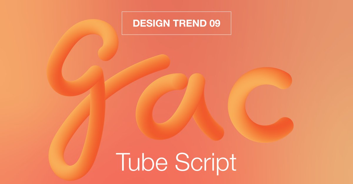 gacollective's tweet photo. 2021 Design Trends wrap-up, Trend #9 Tube Script - This text style involves vibrant gradients and the blend tool in AI to make a 3D tube text that really POPS!

Would you use this text style?

#designtrend #design #designstrategy #designsolutions #designagency #graphicdesign https://t.co/tIuWdnCN49