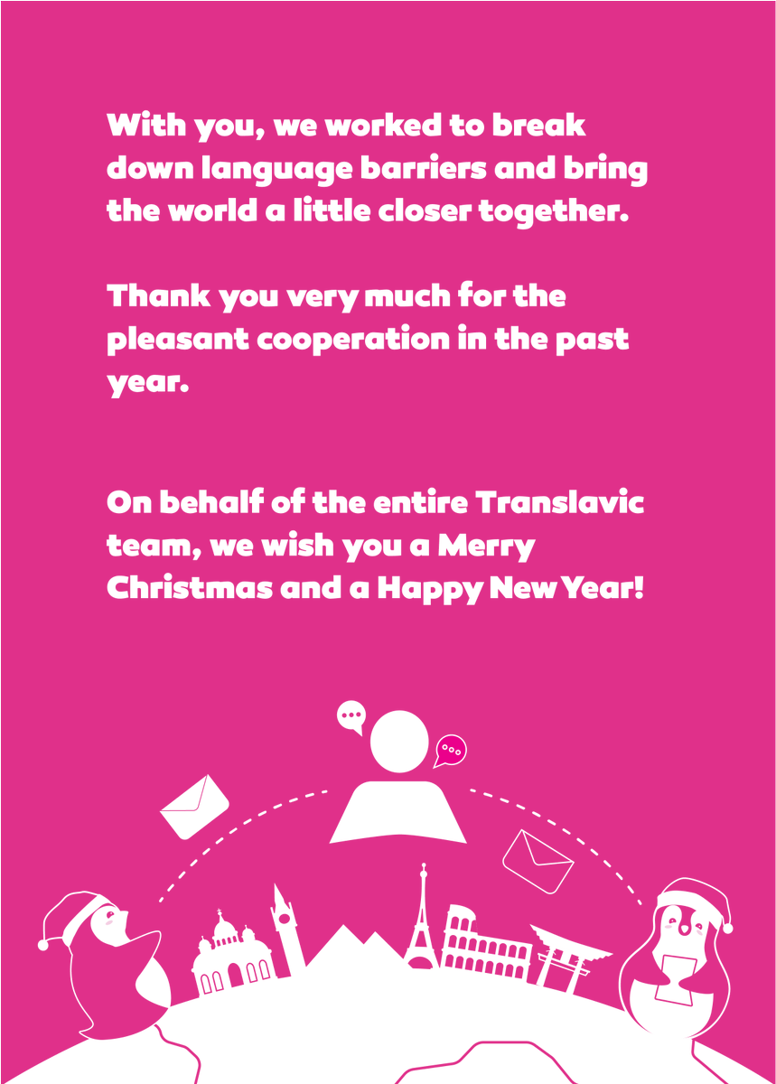 TranslavicBV's tweet photo. A Merry Christmas to our valued linguists, clients and partners all over the globe. 🌟 And, when the time is there, a Happy New Year! Stay happy and healthy! https://t.co/ICfMnBGFbi