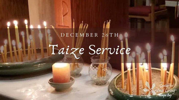 CSLTampaBay's tweet photo. Join us Sunday as Rev. Laine leads a special candlelight #Taize service. You will be able to participate in a ritual of guidance for releasing the things you do not wish to carry forward into the New Year.

Dec 26 at 10:30 a.m.
4501 E Columbus Dr
Tampa, FL

#csltampabay https://t.co/yBR0eUjoqW